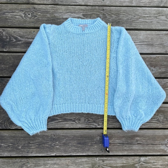 Sweater: ASOS Blue Balloon Sleeve Women's Knit - Picture 12 of 13